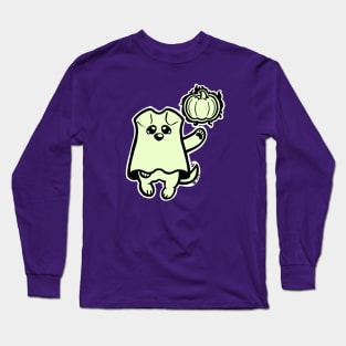 Little Ghost Dog Has a Pumpkin Long Sleeve T-Shirt